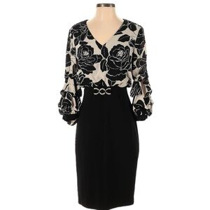 JOSEPH RIBKOFF Floral Motif Dress billowy sleeve style 213126 size 2